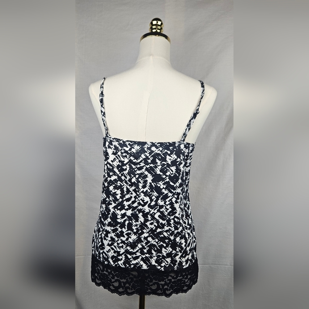 Boutique Essentials Size Lg‎ Blck & White Camisole Classic Whimsygoth Summer - Picture 2 of 4